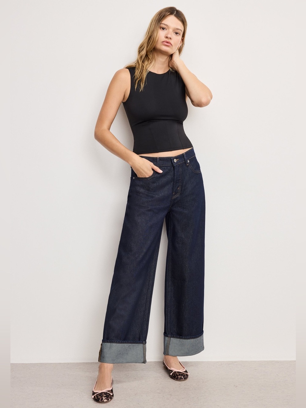 Good American Good Baggy Cuffed Jeans